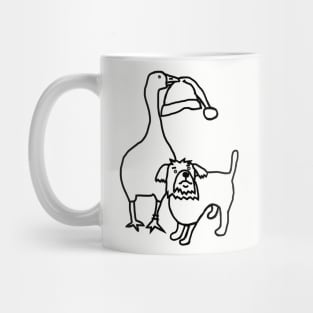 Goose Steals Santa Hat from Cute Dog Outline Mug